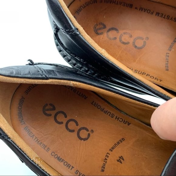 Ecco Mens loafers 44 10-10.5 black leather dress main image 4